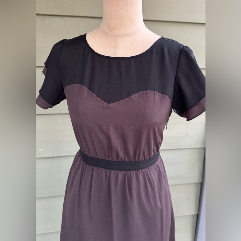 Sweet Mossimo Black and Purple Fit and Flare Midi Dress